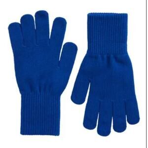 Trouve Ribbed Cuff Knit Winter Gloves Blue Surf